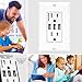 TOPGREENER 5.8A 3-Port USB Wall Outlet Charger, High-Speed In-Wall Electrical USB Socket, Duplex Tamper-Resistant Receptacle Plug, UL Listed, White