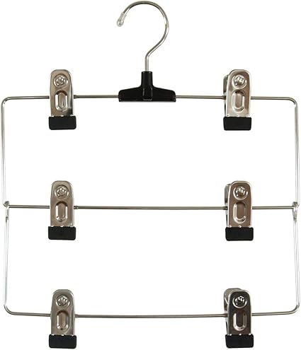 Amazon ボトムハンガー すべらない おしゃれ クリップハンガー スカートハンガー ズボンハンガー S Fメタルスカートハンガー 3段 30本セット ノーブランド品 衣類ハンガー