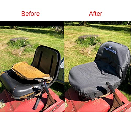 POWERWORKS Weatherproof Deluxe Riding Lawn Mower Seat Cover, Medium, Black Pricepulse