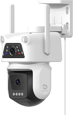 3K+3K (5MP+5MP) Telecamera di Sorveglianza Esterno a Doppio Obiettivo, Wi-Fi 2,4 GHz, Sicurezza a 360°, Tracciamento Auto, Rilevamento di Persone/Veicoli, Visione Notturna a Colori (D320)