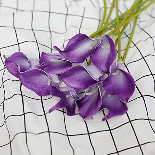 PAFHXY Mini Lily Calla Real Touch Decorative Artificial Flowers Silk Flowers Simulation Fake Plant Wedding Home Decor Supplies (Purple)