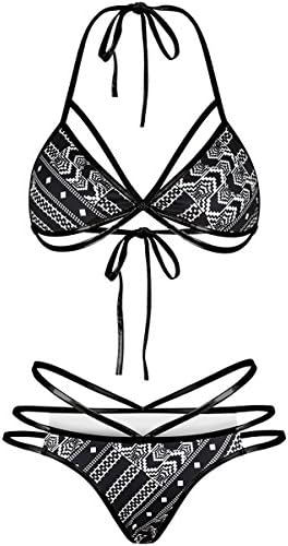 Women's Sexy Push Up Two Piece Bandage Bikini Set Crochet Lace Halter Swimsuits Bathing Suits