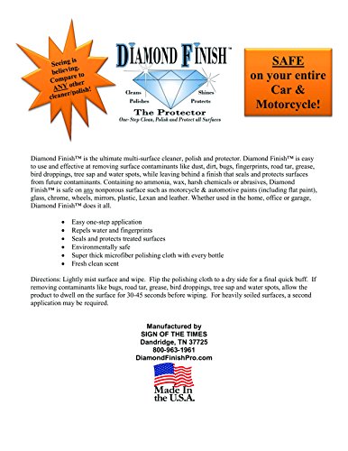 DIAMOND FINISH The Protector 80oz Kit Waterless Multi Surface Cleaner Polish Nano For Vehicles & Home; Removes Bugs, Tar, Bird Poop, Brake Dust, Tree Sap, Grease, Fingerprints - While it Shines