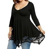 Women Plus Size Clothing, Misaky Long Sleeve Lace Blouse Shirt Tunic Tops (4XL, Black)