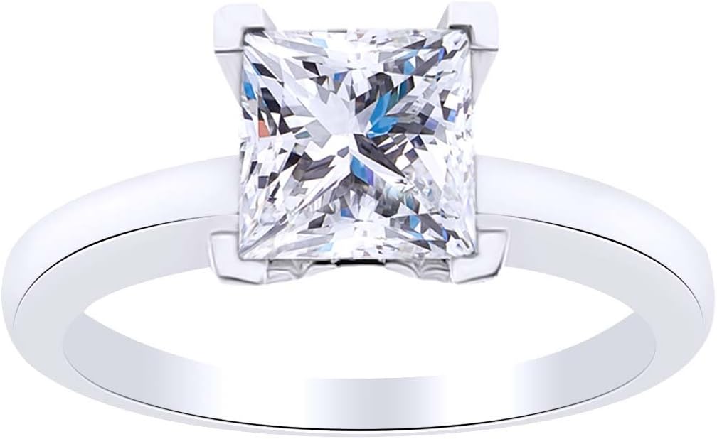 AFFY White Moissanite (0.50 cttw) Diamond Solitaire Engagement Ring in 14k Solid Gold