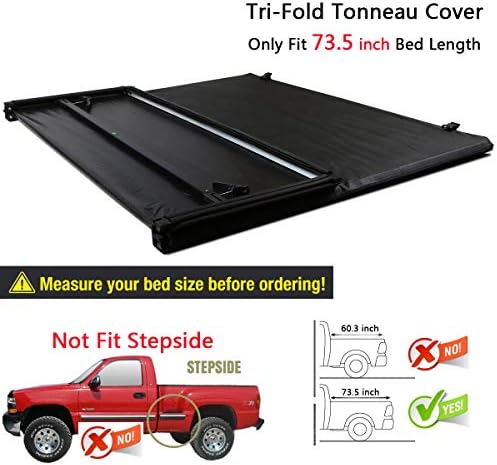 RAFTUDRIVE Assembly Lock Tri-Fold Tonneau Cover fit 2016-2019 Toyota Tacoma 6 ft (73.5 inch) Bed, Not Fit 5 Ft Bed