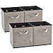 EZOWare 4 Pack Fabric Foldable Cubes Bin Organizer Container with Handles (10.5 x 10.5 x 11 inch) for Drawer, Nursery, Closet, Office, Home - Gray