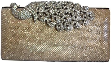 Chicastic Mesh Rhinestone Peacock Hard Box Wedding Cocktail Clutch Purse