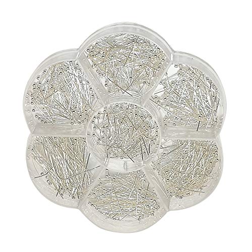 Chenkou Craft Silver Assorted 700pcs Mix Size Brass Ball Head Pins for Jewelry Making (Silver, Mix)