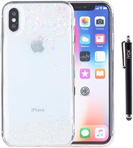 iPhone X Case, iPhone Xs Case, iYCK Luxury Bling Glitter Sparkle [Gradient Color] Transparent Flexible Soft Rubber Gel TPU Protective Shell Bumper Case Cover for iPhone X/Xs 5.8inch - Silver