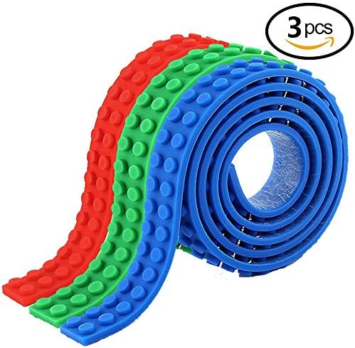 Lego Tape, Bosmix Building Block Tape, 3 Rolls Compatible with Lego Blocks, Lego Tape for Kids Toy, Block Tape with Resuable Cuttable for Lego Brick, Lego Tape Roll for Mega Blocks
