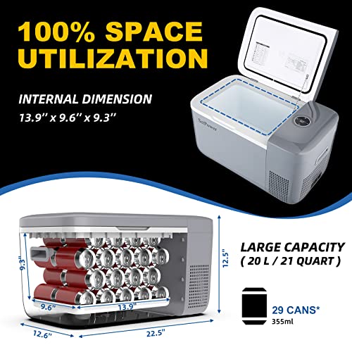 SetPower 12 volt Refrigerator, Portable Fridge and Freezer, 12V Compressor Cooler With AC