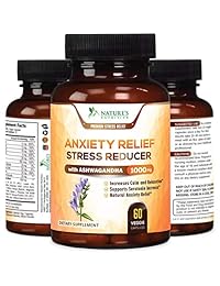 Suplementos de ansiedad extra fuerza alivio del estrés 1000 mg – Natural Mood Boost, Anti-Depressant & Adrenal Support – Serotonina & Dopamine Enhancer w/Ashwagandha & 5HTP, fabricado en los Estados Unidos