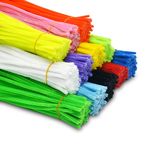 EpiqueOne 1200 Pipe Cleaners in 12 Assorted Colors 1000 Plus 200 Fluorescent Chenille Stem for Decorations DIY Arts and Crafts Projects Art Supplies for Adults and Kids