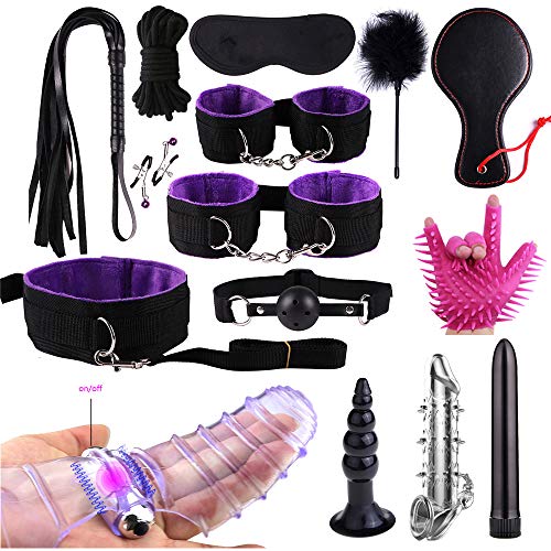 WANGLAOJIN-Completo-da-Yoga-Viola-Bondage-Sexy-Coppia-in-Peluche-14-Pezzi-B368