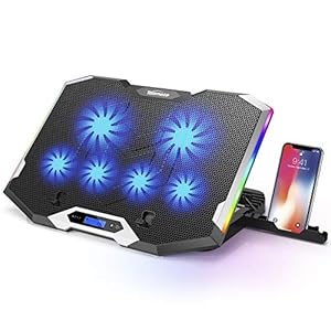 TopMate-C11-Laptop-Cooling-Pad-11-173-RGB-Gaming-Laptop-Cooler-High-Speed-6-Fans-Cooling-Stand-5-Adjustable-Hight-Phone-Stand-and-2-USB-Ports TopMate C11 Laptop Cooling Pad RGB Gaming Notebook Cooler, Laptop Fan Stand Adjustable Height with 6 Quiet Fans and…