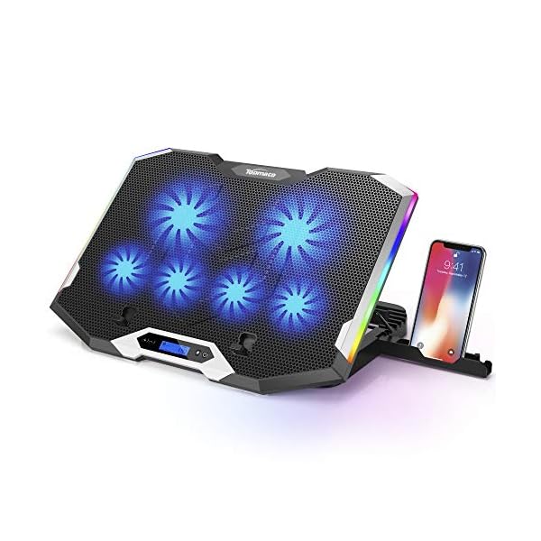 TopMate-C11-Laptop-Cooling-Pad-11-173-RGB-Gaming-Laptop-Cooler-High-Speed-6-Fans-Cooling-Stand-5-Adjustable-Hight-Phone-Stand-and-2-USB-Ports TopMate C11 Laptop Cooling Pad RGB Gaming Notebook Cooler, Laptop Fan Stand Adjustable Height with 6 Quiet Fans and…