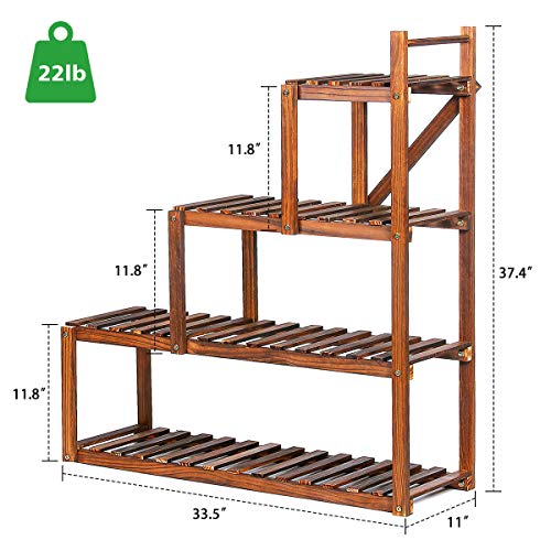 TOOCA Wood Plant Stands Indoor, 3Tier Corner Plant Flower Pot Stand