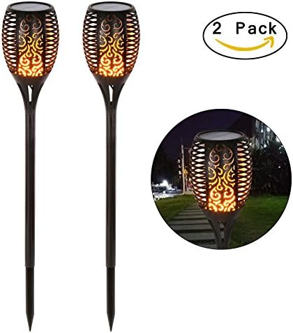 Solar Lights,Waterproof LED Flickering Flames Torches Lights Outdoor Landscape Torch Light Decoration Lighting Auto On/Off Security Flames Light for Garden Patio Deck Yard Driveway(2)