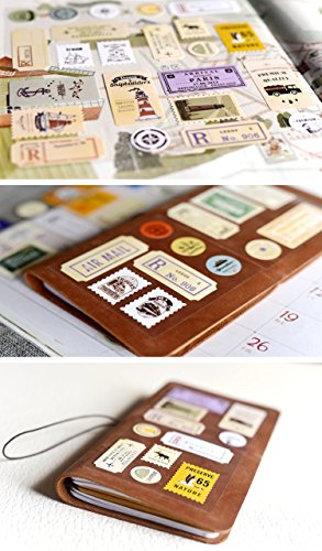 Sunny W Vintage Stamps Decorative Stickers Sealing Stickers, 2 Set/Total of 44 Pieces