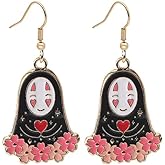 ZHOUMEIWENSP 1 Pair Anime Spired Away Earrings Cartoon No Face Man Earrings Dust Elf Stud Earrings Gifts for Women