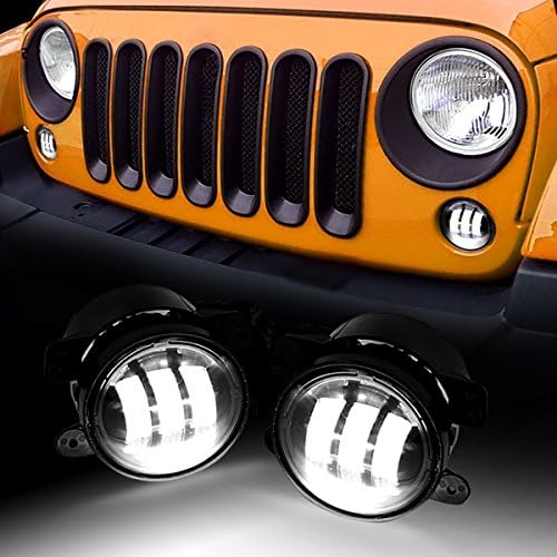 AMERICAN MODIFIED Front 4 Inch Smoked LED Fog Lights 1997-2018 2&4 Door Jeep Wrangler JK JKU TJ Off-Road Unlimited Accessories