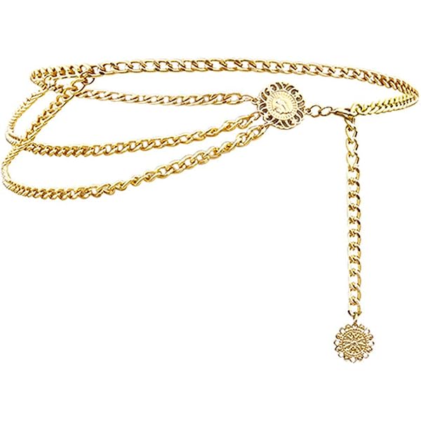Belt Gold Tone Happy Face Charms Chain Waist Jewelry 36\
