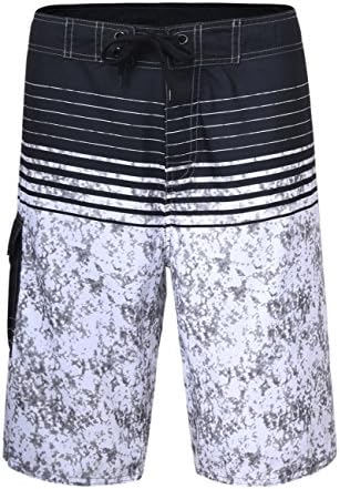 Men's Beachwear Striped Printed Fast Dry Surf Trunks with Side Pocket