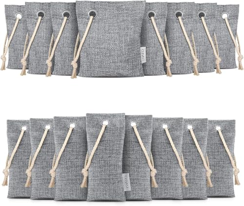 CLEVAST 16 Pack Activated Bamboo Charcoal Air Purifying Bags(8x100g, 8x50g), Natural Fresh Odor Absorber, Deodorizer and Moisture Eliminator, Air Purifier Bags for Home, Closet, Car Air freshener