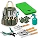 Scuddles Christmas gift Garden Tools Set - 8 Piece Heavy Duty Gardening Tools with Storage Organizer, Ergonomic Hand Digging Weeder, Rake, Shovel, Trowel, Sprayer, Gloves Gift for Men & Women
