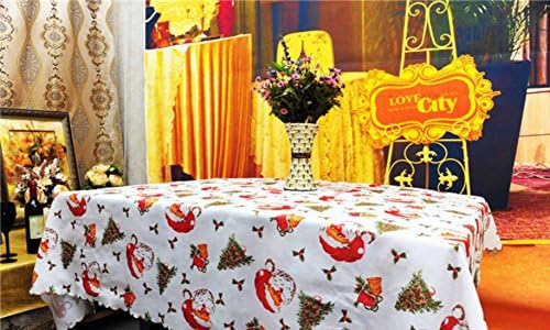 Yelovemei Rectangular Christmas Tablecloth Harvest Washable Dinner Fabric Tablecloth 25.6-Inch-by-70.87 Inch (Small Bell White)