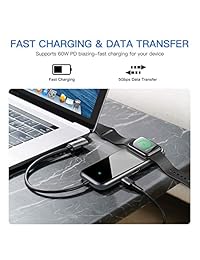USB C Hub (2019 Update), USB C to iWatch Wireless Charger Adapter, Baseus 6 in 1 Type-C Adapter with Apple Watch Wireless Charger, 4K HDMI,60W Power Delivery,Audio Mic,2 USB3.0 Ports for USB C Devices