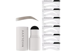 MADLUVV Eyebrow Stencil Kit - Easy-to-Use, Natural Look, 6 Popular Shapes, Used by Professionals - Includes Stamp, Stencils, Spoolie, and Travel Bag (Soft Brown)