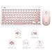 Wireless Keyboard and Mouse Combo, FD iK6620 2.4GHz Cordless Cute Round Key 79-Key Quiet Slim Compact Set for Laptop, Computer, Mac (No Numeric Pad)-Salmon Pink&White
