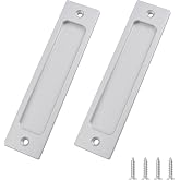 MOROBOR Rectangular Recessed Sliding Door Pulls, 2pcs Silver Flush Pull Aluminum Alloy Closet Door Finger Pulls with Mounting Screws for Sliding Barn Door(150mm)