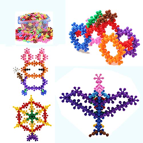 FEENM Creative Kids Brain Plum Building Blocks STEM Toys Interlocking Plastic Disc Set Snowflake for Safe, Fun, Creative Building Educational STEM Construction Toy Gift for Boys & Girls