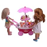 ZWSISU Doll Ice Cream cart for American 14inch Girl Doll Wellie wishers ,Doll Accessories