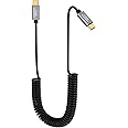 CableCreation, Coiled Cable 5FT, USB C Cable 3A Fast Charging Coiled USB C to USB C with Premium Aluminum Shell Stretched 1.5-5 Feet for MacBook Pro Air, Galaxy S21 S20 S10 etc