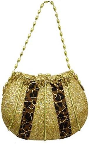 Christmas Ornament Soft Animal Print Purse with Lots of Gold Glitter CHOOSE FROM 3 STYLES (Gold (Glittered Leopard))