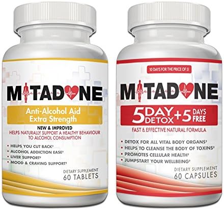 Mitadone Anti Alcohol Withdrawal Aid Vitamins Natural Formula to Help Eliminate Cravings & Symptoms to Cut Back or Quit With Kudzu Root Milk Thistle Liver Detox Support Combo ( 120 Count )