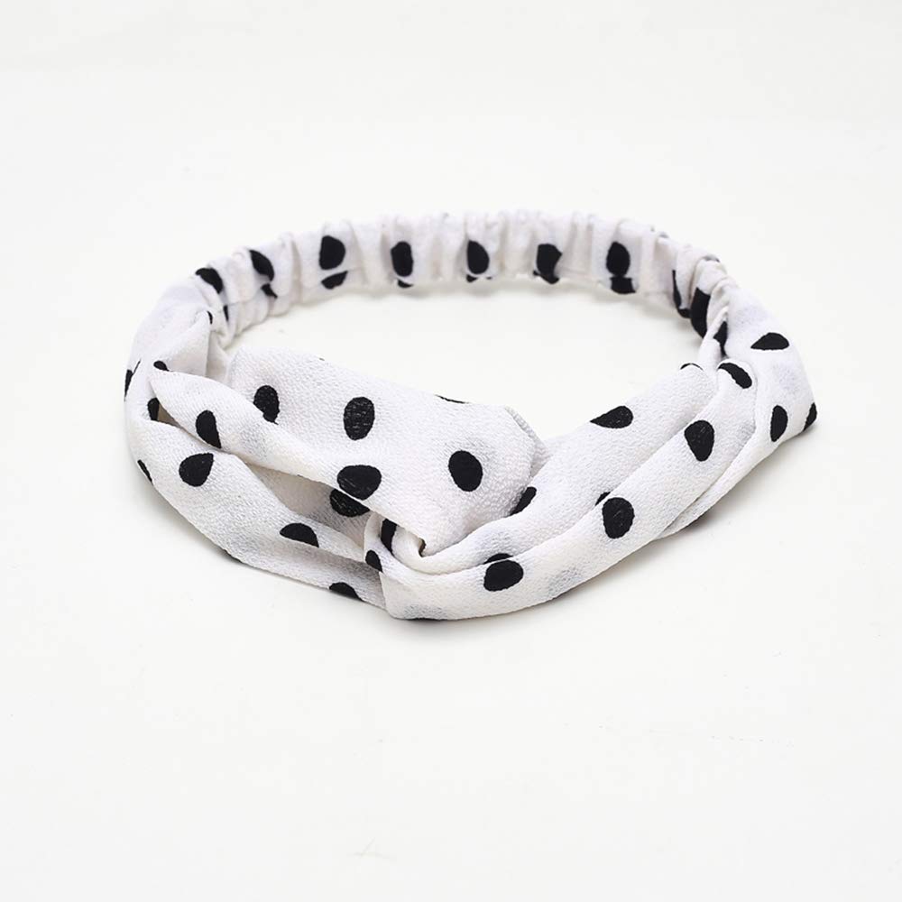 KAEHA SUN-082-05 Headbands Elastic Turban Head Wrap Style Decorative Scarf Hair Accessories for Women, White Waves