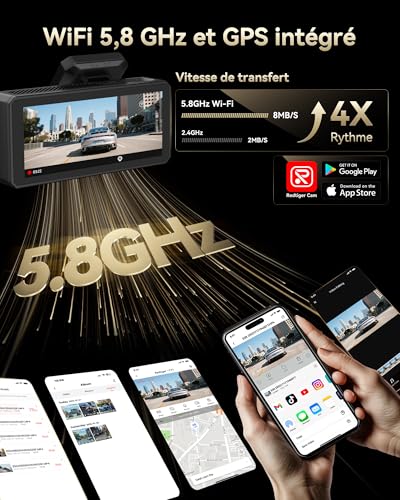 REDTIGER F77 4K+4K HDR Car Dashcam Front Rear Dual STARVIS 2 IMX678 Sensors, 5.8GHz WiFi Dash Cam with 128GB eMMC Memory, Voice Control, 4 Inch Touch Screen