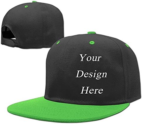 Custom Unisex Mens Womens Baseball Bboy Cap Adjustable Snapback Sport Hip-Hop Hat (Black Green)