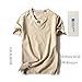 LOCALMODE Men Linen and Cotton V Neck Short Sleeve T Shirts Casual Tee XX-Large Beige