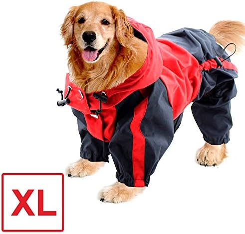 RainDog Coat | Hefty Waterproof Nylon Dog Raincoat with Adorable Hoodie to Keep Your Dog Dry, Perfect for Large Dog, Size XL, Vibrant Red, 156.10