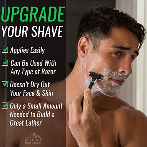 Shaving Soap - Traditional 100% Natural Spearmint Shave Soap - Long Lasting 3.7 oz for Rich & Thick Lather Shaving Cream - For All Skin Types - Made with Spearmint, Eucalyptus & Spruce Oil