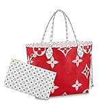 Xleoo Oversized colorful Monogram real leather Never fill in full shoulder handbags Red/Pink