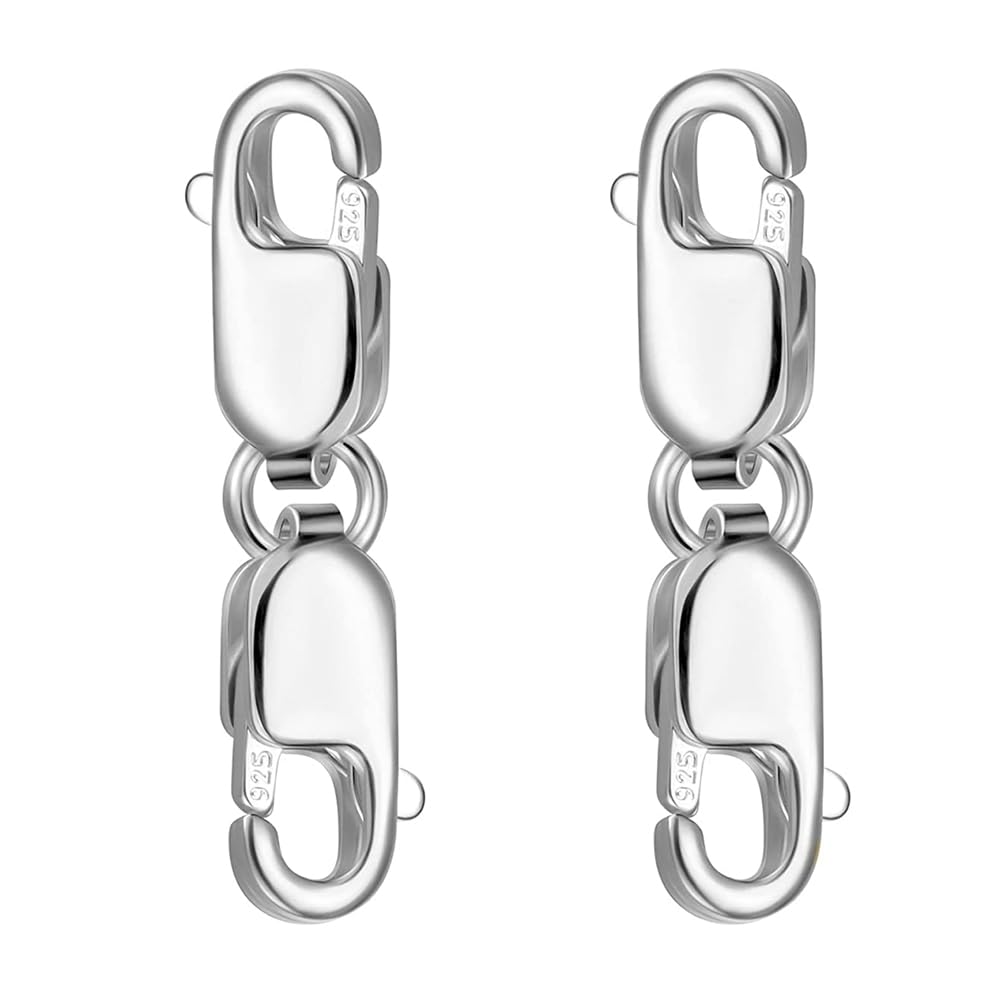 ROBMNE 2PCS Sterling Silver Double Lobster Claw Clasps for Jewelry Making