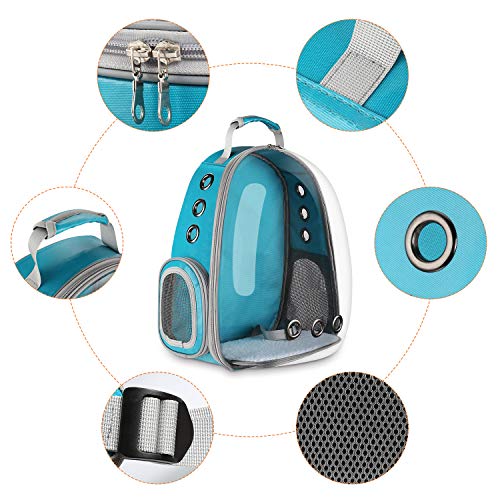 Blitzwolf Pet Transparent Carrier Backpack, Anzone Sightseeing Pet Traveller Outdoor Knapsack Waterproof Lightweight Handbag for Small Animals-Green