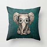 Artistdecor Slimmingpiggy Comfortable Bedding Listen To The Music Of The Cartoon Elephant 16 x 16 Inches Pillow Cover Polyester Throw Pillow Case